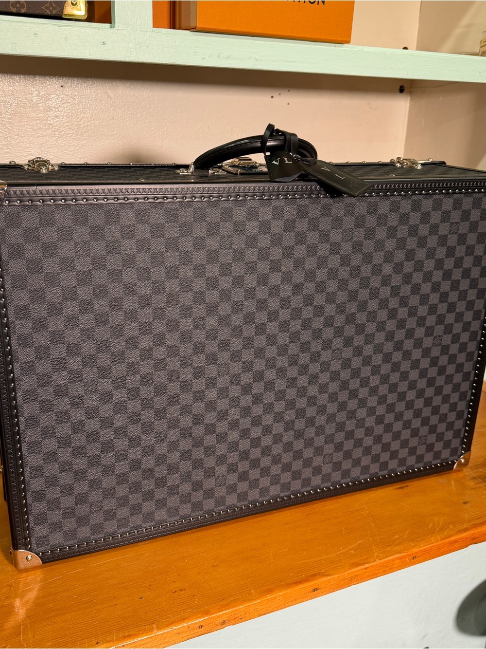 Louis Vuitton Alzer 70 Suitcase in the Damier Graphite canvas pattern